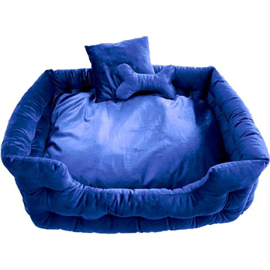Goo-Eez Luxury Velour Pet Bed w/  Accessories Royal Blue 28in.